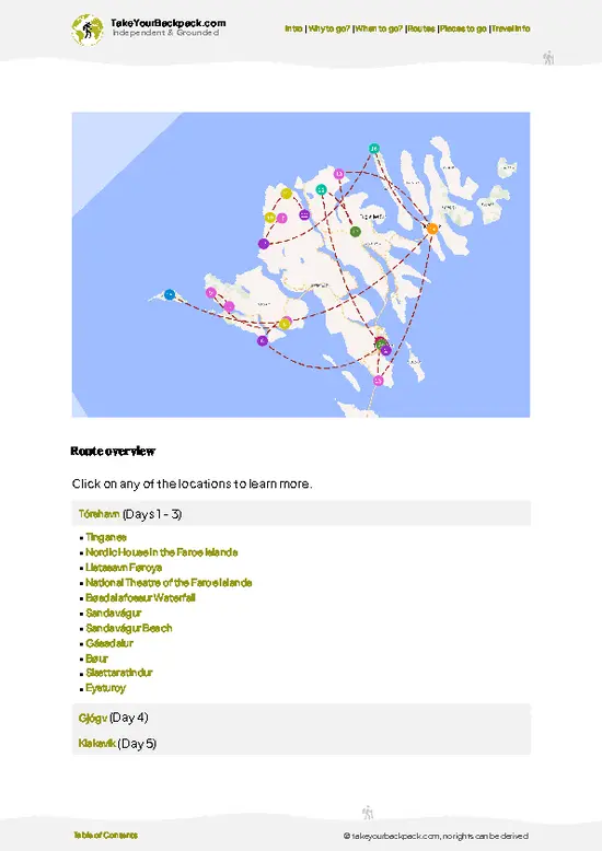 example page 4 from our offline Travel Guide for Faroe Islands